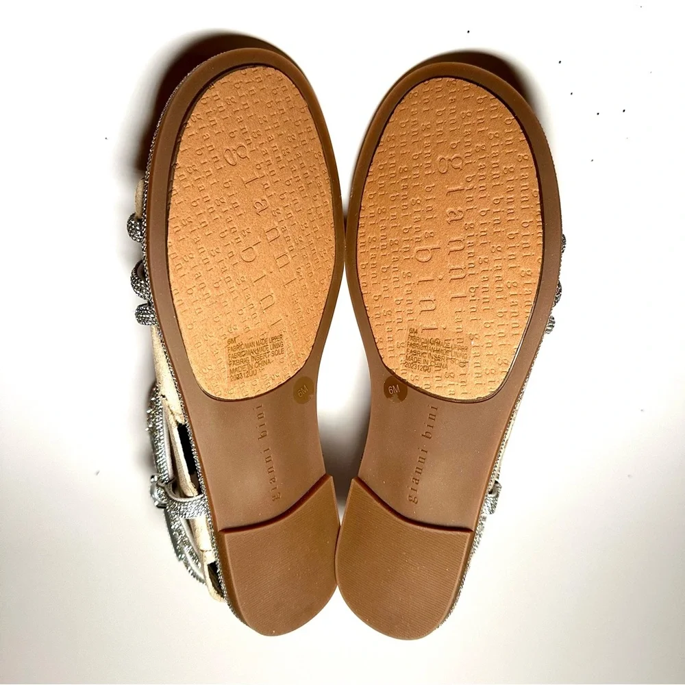 Gianni Bini Beige Suede Gladiator Sandals with Silver Glitter Straps